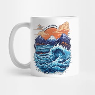 Great waves at the sunset Mug